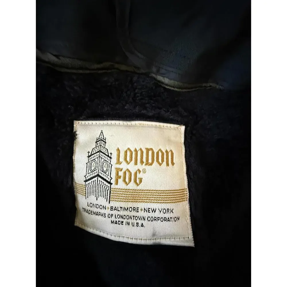 Vintage London Fog Wamsutta Black Trench Coat 46R – Removable Faux Fur USA - Picture 2 of 8